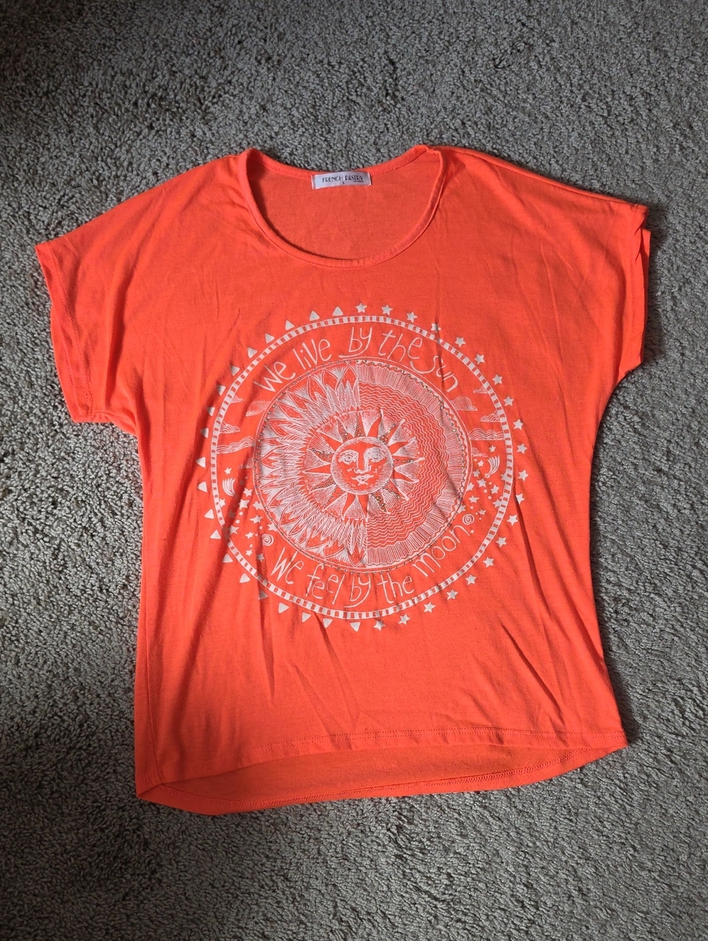 french pastry Bright Orange Sun & Moon Short Sleeve Tee